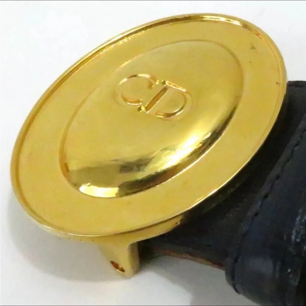 Auth Christian Dior Women Waist Belt 75/30 Made In France Navy - Picture 4 of 11